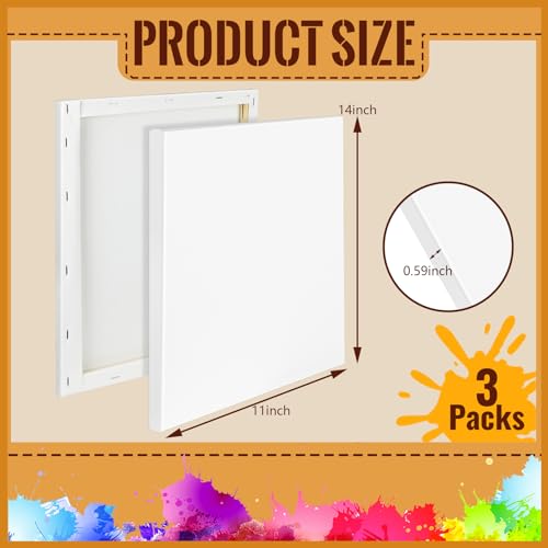 3 Pack 11x14 Primed White Canvas for Painting