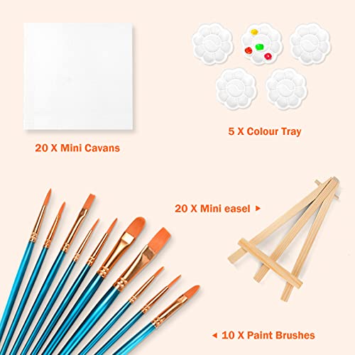 Mini Canvases Art Painting Kit with Easel & Brushes