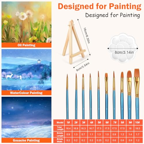 Mini Canvases Art Painting Kit with Easel & Brushes