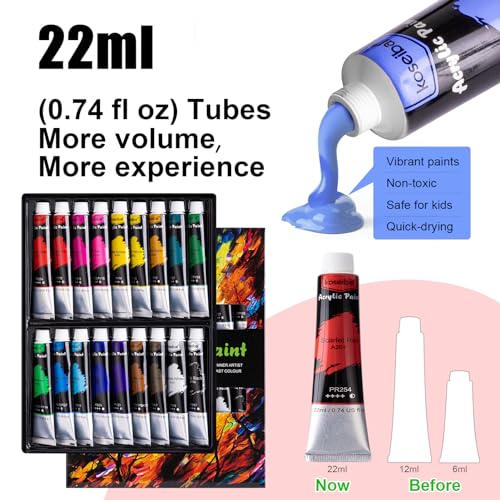 Premium Art Paint Set: Acrylic Paints, Brushes, Canvas, Easel