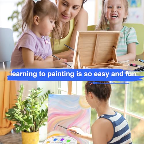Premium Art Paint Set: Acrylic Paints, Brushes, Canvas, Easel