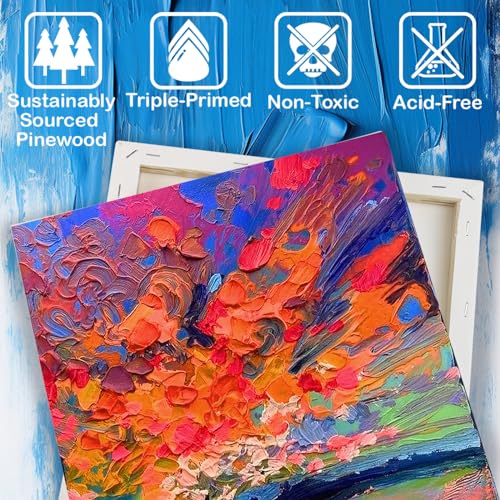 32 Pack Professional Stretched Canvas for Painting Variety