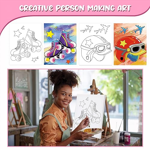 Pre-Drawn Afro Queen Canvas Kit for Painting & Sip