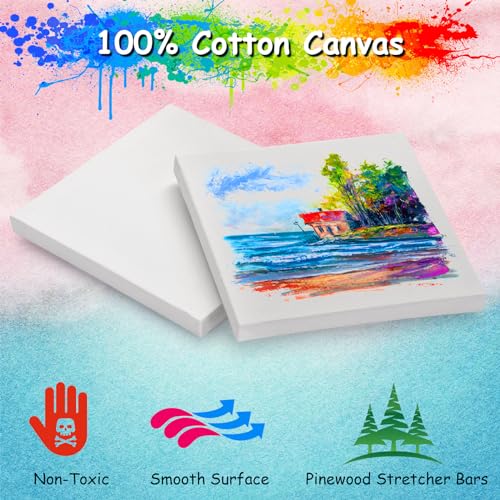 Mini Square Canvases for Painting - Pack of 12