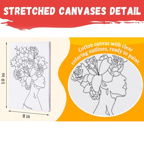 3 Pack Flower Girl Pre Drawn Canvas Set