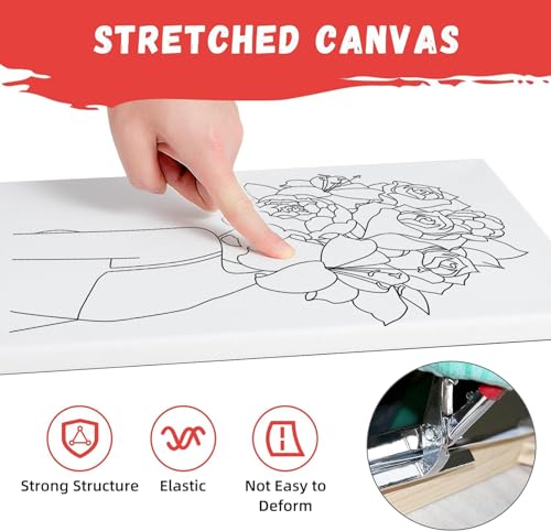 3 Pack Flower Girl Pre Drawn Canvas Set