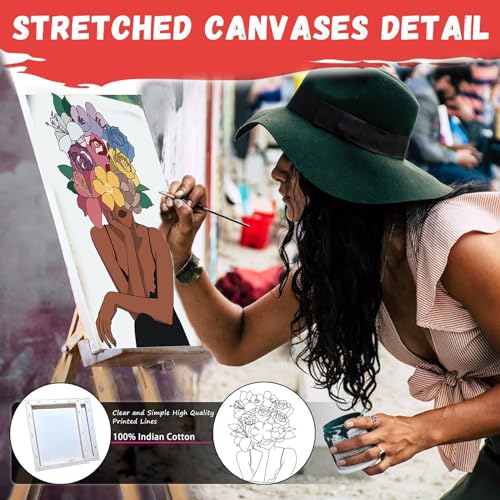 3 Pack Flower Girl Pre Drawn Canvas Set