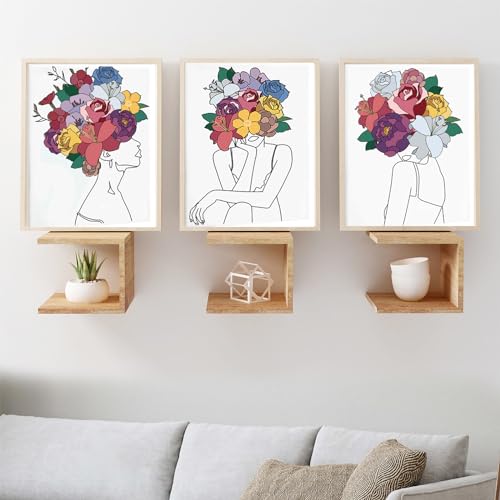 3 Pack Flower Girl Pre Drawn Canvas Set