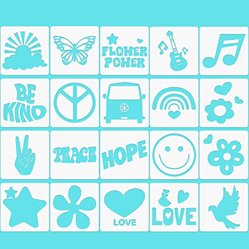 20 Piece Peace and Love DIY Painting Stencils