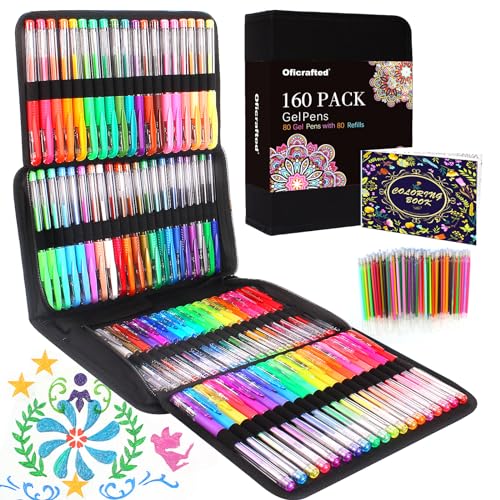 160 Pack Oficrafted Gel Pens for Coloring Books