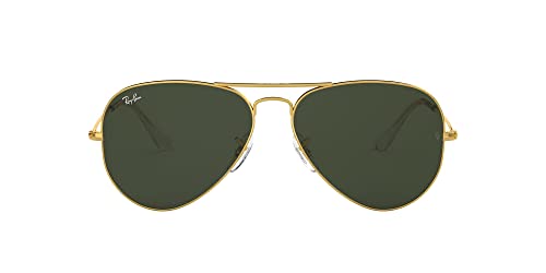 Ray-Ban RB3025 Gold/Green Aviator Sunglasses, 62mm