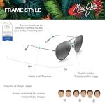 Maui Jim Walaka Polarized Aviator Sunglasses, Unisex, Titanium
