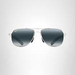 Maui Jim Guardrails Polarized Aviator Sunglasses, Silver/Blue/Grey