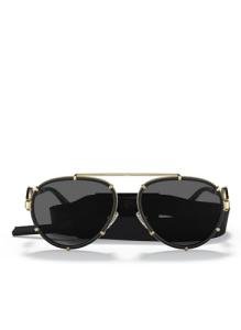 Versace VE 2232 143887 Black Metal Aviator Sunglasses Grey Lens