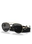 Versace VE 2232 143887 Black Metal Aviator Sunglasses Grey Lens
