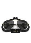 Versace VE 2232 143887 Black Metal Aviator Sunglasses Grey Lens