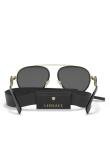 Versace VE 2232 143887 Black Metal Aviator Sunglasses Grey Lens