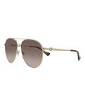 Gucci Women's Metal Aviator Sunglasses, Endura Gold