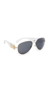 Versace Women's White/Grey Medusa Aviator Sunglasses 0VE2150Q