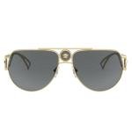 Versace Gold Metal Aviator Sunglasses with Grey Lens