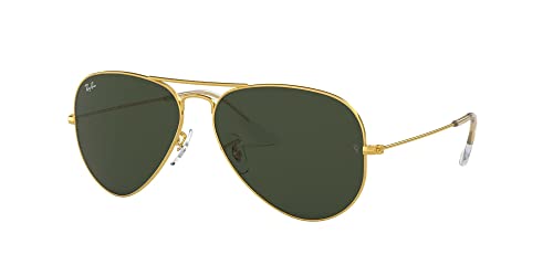Ray-Ban RB3025 Gold/Green Aviator Sunglasses, 62mm