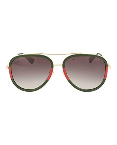 Gucci Urban Web Block Aviator Sunglasses, Gold/Green