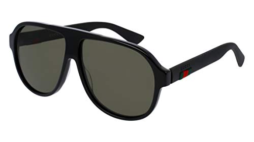 Gucci Urban Oversized Aviator Sunglasses, Black/Green