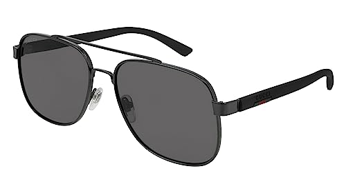 Gucci Black Metal Aviator Sunglasses with Grey Lens