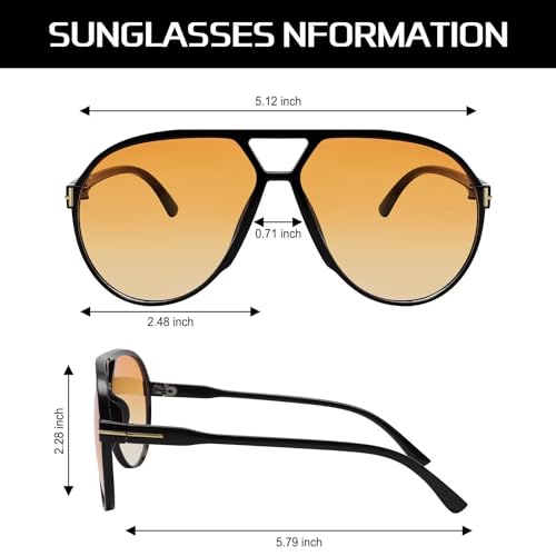 Vintage Oversized Aviator Sunglasses 70s Classic Square Aviators