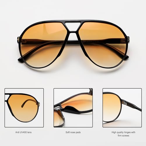 Vintage Oversized Aviator Sunglasses 70s Classic Square Aviators
