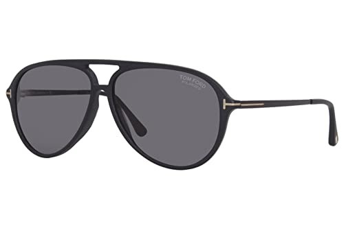 Tom Ford FT 0909 Aviator Sunglasses Matte BlackSmoke