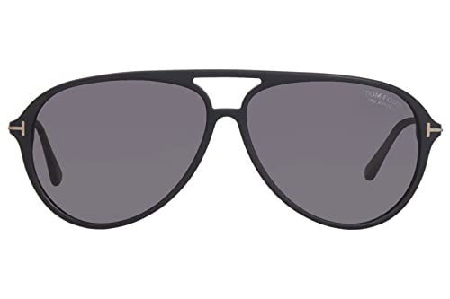 Tom Ford FT 0909 Aviator Sunglasses Matte BlackSmoke