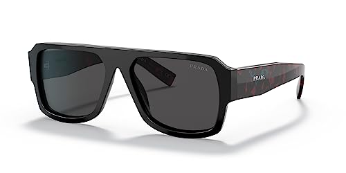 Prada Black Plastic Aviator Sunglasses with Grey Lens