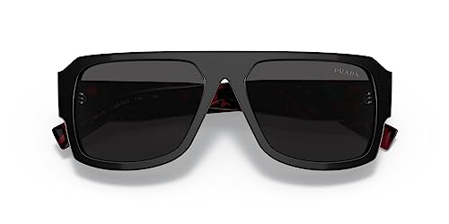 Prada Black Plastic Aviator Sunglasses with Grey Lens