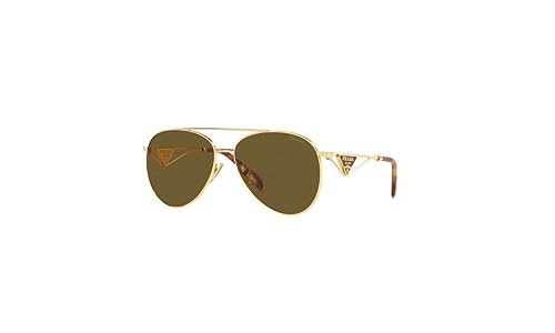 Prada PR 73ZS Gold/Dark Brown Aviator Sunglasses Women