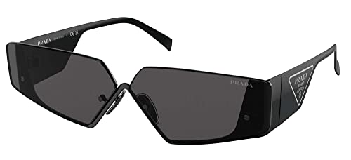 Prada Black Metal Aviator Sunglasses with Grey Lens