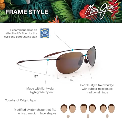 Maui Jim Polarized Aviator Sunglasses, Rootbeer/HCL® Bronze, Medium