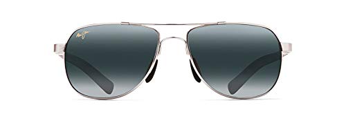 Maui Jim Guardrails Polarized Aviator Sunglasses, Silver/Blue/Grey