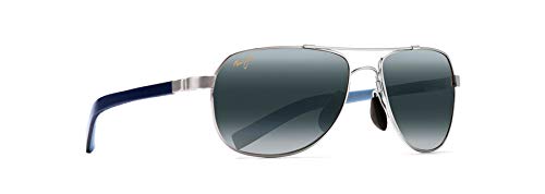 Maui Jim Guardrails Polarized Aviator Sunglasses, Silver/Blue/Grey