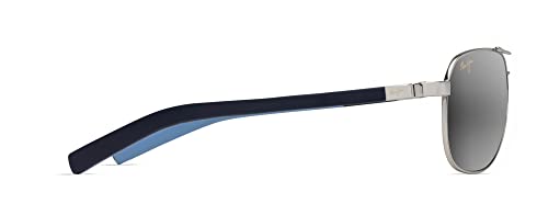 Maui Jim Guardrails Polarized Aviator Sunglasses, Silver/Blue/Grey