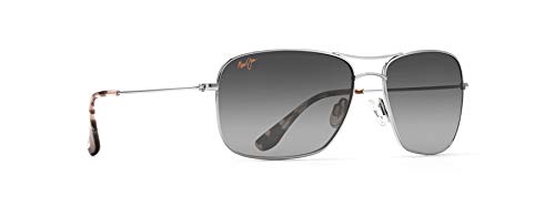 Maui Jim Polarized Aviator Sunglasses, Silver/Neutral Grey