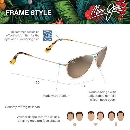 Maui Jim Baby Beach Polarized Aviator Sunglasses, Gold