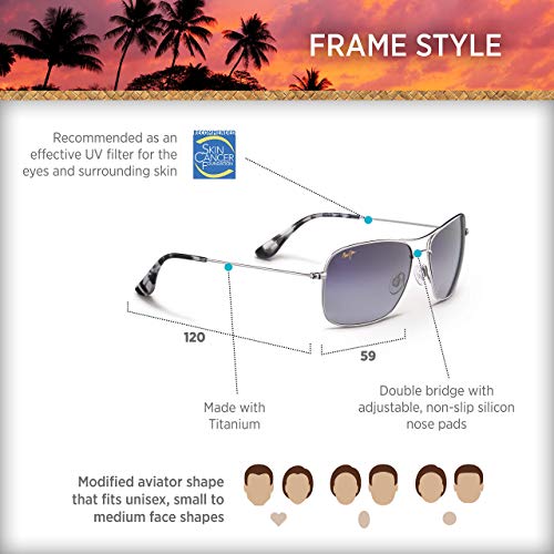 Maui Jim Polarized Aviator Sunglasses, Silver/Neutral Grey