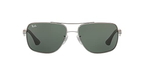 Ray-Ban Men's Gunmetal Aviator Sunglasses, Green 60mm