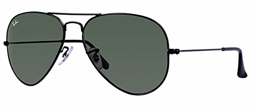 Ray-Ban RB3025 Black/G-15 Aviator Sunglasses + Designer Bundle