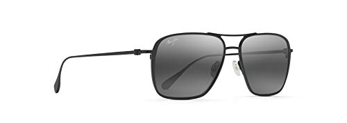 Maui Jim Polarized Aviator Sunglasses, Beaches, Black Matte/Neutral Grey