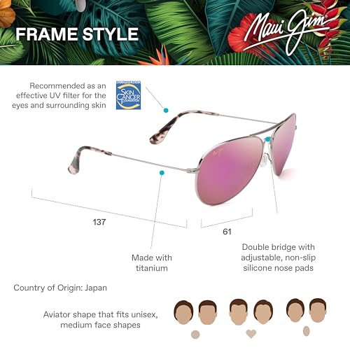 Maui Jim  Rose Gold Polarized Aviator Sunglasses, Medium