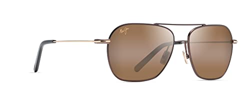 Maui Jim Mano Polarized Aviator Sunglasses, Gold Stripe