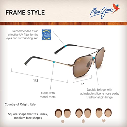 Maui Jim Mano Polarized Aviator Sunglasses, Gold Stripe