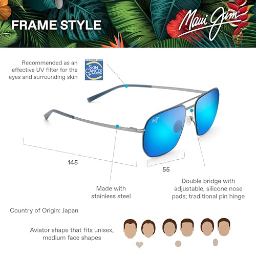 Maui Jim Sharks Cove Sunglasses, Grey/Blue Polarized, Medium